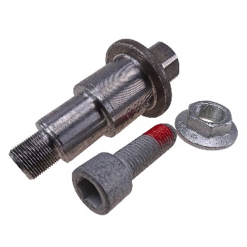 Vista frontale – set mozzi ruota Alko con estremità filettata e dado esagonale, colore argento e grigio.