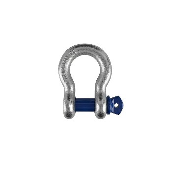 Vooraanzicht van een harpsluiting 6,5 t – robuuste zilveren verbinding met blauwe pin.