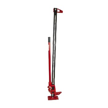 Cric a cremagliera Farm Jack 48" – colore rosso e nero, portata 3.000 kg, vista laterale su sfondo bianco.