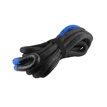 Kinetic Rope 13t 10m x 26mm – front view showing black rope with blue protective sheath.