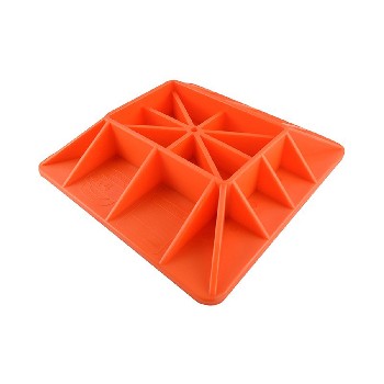 Plaque de base pour cric Farm Jack / Hi-Lift – vue de dessus avec surface orange et nervures stabilisatrices.