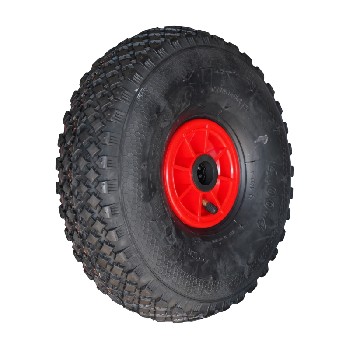 Complete wheel 4.00-4 KINGS TIRE V-6605 – side view showing red wheel hub and black tire tread.