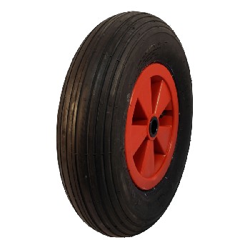Complete wheel 4.80/4.00-8 NaRubb S-2301 – side view showing a black tire and red wheel with a plain bearing.