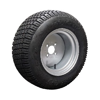 Ruota completa 16x6.50-8 DURO HF-213 – pneumatico con battistrada e cerchio in acciaio grigio, vista laterale.