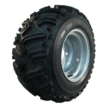 Roue complète KINGS TIRE KT-103 – pneu 26x12.00-12 avec jante en acier grise, vue de côté sur fond blanc.