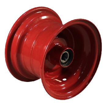 Roue 5.50Bx8H2 8 pouces – jante en acier rouge avec roulement à billes NL110mm, vue de côté sur fond blanc.