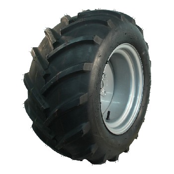 Complete wheel 23x10.50-12 DURO HF-255 – angled view showing black tire and grey steel rim.