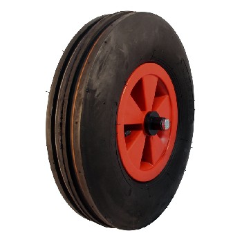 Complete wheel 4.80/4.00-8 KINGS TIRE V-8502 – side view showcasing red spokes and black tire.