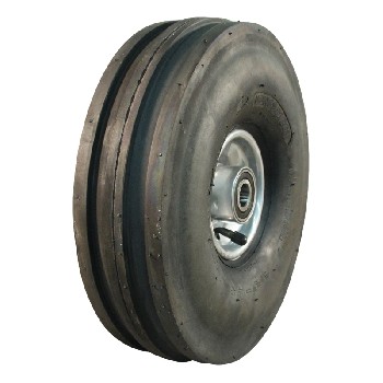 Complete wheel 4.00-4 KINGS TIRE V-8502 Series 46 – side view showing steel grey rim and black tire.