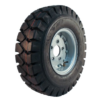 Roue complète 6.00x9 KINGS TIRE V-2502 – jante en acier grise avec pneu noir, vue en angle sur fond blanc.