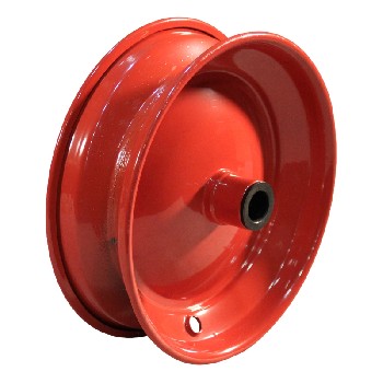 Rim 2.50Ax8 ET0 roller bearing – angled view showing red painted finish and Ø25 bearing hole.
