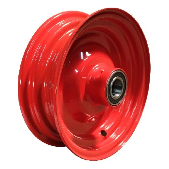 Rim 2.50Ax8H2 ET0 ball bearing – side view of red painted 8 inch steel wheel with a 2.50A width.