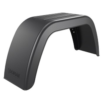 Fender square plastic 190mm/660mm – front view showcasing black color, rounded edge, and pre-drilled mounting holes.