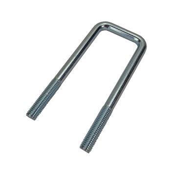 U-bolt M10 galvanisé – vue de face – longueur 120 mm, largeur 43 mm, finition argentée.