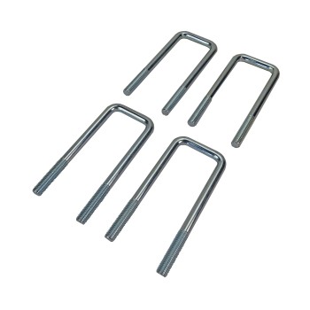 Set of 4 U-bolts M10 – top view showing galvanized silver finish and 120 mm length