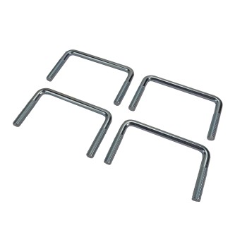 U-bolt M10 – top view showing galvanized silver finish and U shape, part of a set of 4 pieces.