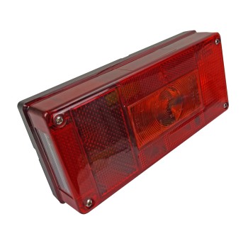 Vue en angle – combinaison de luminaires Aspöck Midipoint à droite avec lentille rouge et forme rectangulaire.