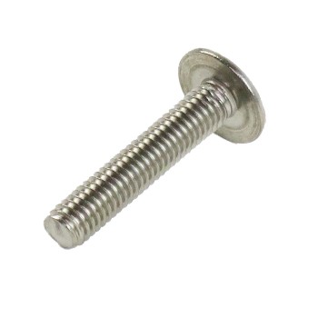 M6 x 30mm Flachrundschraube mit Schliz – Seitenansicht, silberner Stahl, flachrunder Kopf, metrisches Gewinde.
