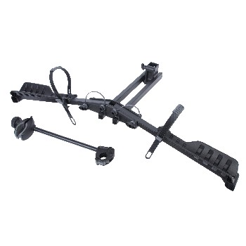 Erweiterungs-Satz für Hapro Fahrradträger – Frontansicht mit verstellbaren Haltearmen und Schnellverschlusshebel in Schwarz.