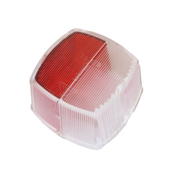 Lente di ricambio SAW – copertura quadrata rossa e bianca con superficie rigata, vista frontale su sfondo bianco.