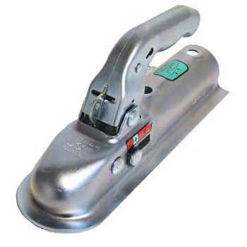 Forfra – Knott kuglekobling TYPE K7,5-C med sølv galvaniseret finish og håndtag til 50mm rundrør.
