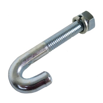 Hook part with thread M14 – side view showing galvanized steel construction and right-facing hook shape.