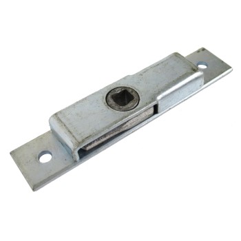 Tongue lock 100x18mm – top view showing a silver flat rectangular body with a single keyhole and two mounting holes.