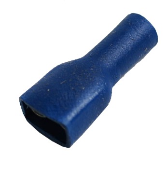 Litteä pistokeholkki – täysin eristetty sininen kaapelille 1,5-2,5 mm², edestä.