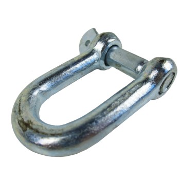 Shackle – front view showing galvanized silver finish, 10mm width, 20mm length, and curved body design.