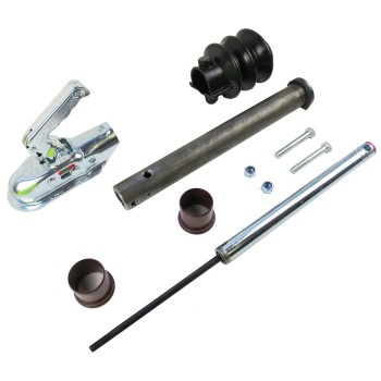 Bovenaanzicht van de Onderdelenset geschikt voor oploopinrichting KNOTT KF 13 – inclusief handrem, rubber balg en metalen...