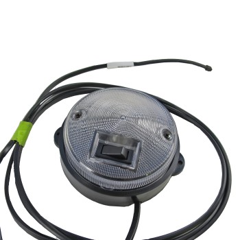 Interior light Aspöck Inpoint – top view showing circular black body and clear lens with 2.5m DC connection cable