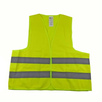 Gilet de sécurité jaune – vue de face avec des bandes réfléchissantes et un design de gilet.