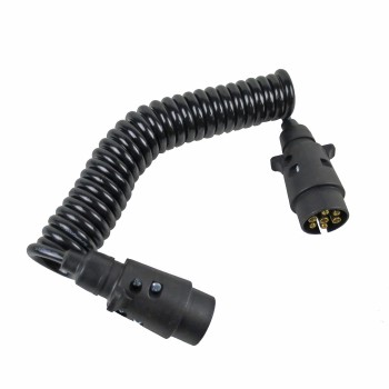 Cavo a spirale 12V – spina di plastica a 7 pin su entrambe le estremità – colore nero.