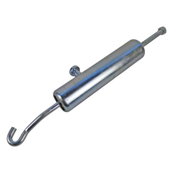 Spring cylinder with draw hook – side view showing cylindrical silver body and adjustment bolt for Knott TYP KR/KF13.
