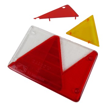 Aspöck replacement lens Multipoint 4 – top view showing triangular red and yellow lenses with a textured surface