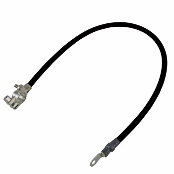 Battery cable black 1050 mm – front view showing black cable with metal ring terminal and eyelet connector.