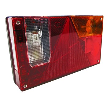 Aspöck Multipoint multi-chamber light – right-facing with red and orange lenses, integrated reverse light, and triangle...