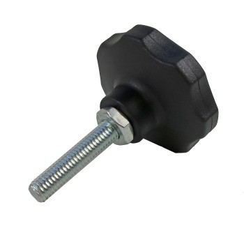 Star grip screw M10 x 30mm – front view showcasing a black knurled knob with a silver threaded shaft.