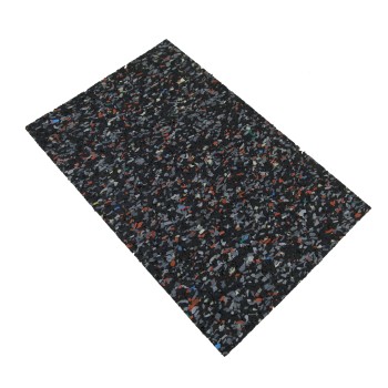 Bovenaanzicht van een antislipmat – zwart en rood – 120 x 180 x 8 mm, gemaakt van PU-gebonden rubbergranulaat.