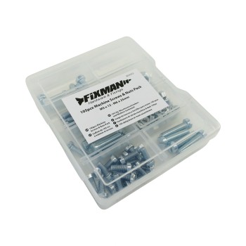 Assortimento di viti e dadi per macchine – 105 pezzi in acciaio galvanizzato con testa della lente scanalata.