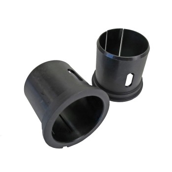 2er Set Knott Lagerbuchse – Frontansicht mit schwarzer Farbe und Schnappverschluss, Durchmesser 45mm.