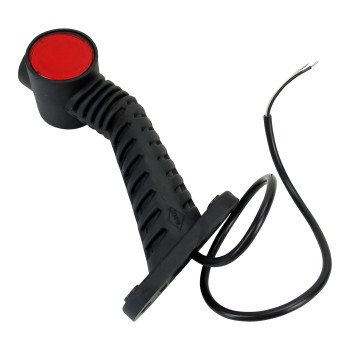 LED Umrissleuchte rot/weiß – schräg links mit gelber Seitenmarkierungsleuchte und 175mm Gesamtlänge.