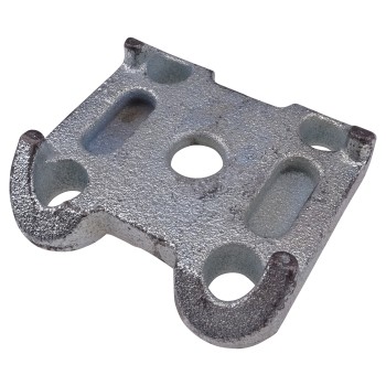 IFOR Williams counter plate U-bolts for leaf springs – top view showing flat gray surface and three mounting holes.