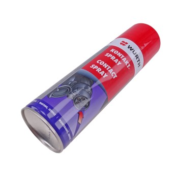 Würth Kontaktspray 300 ml dåse – rød og blå spraydåse med grafisk label set forfra.