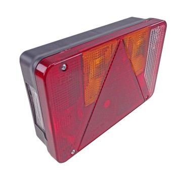 Radex multi-chamber light Typ 5800 – angled view showing red and orange lenses with triangular reflector and clear indicators