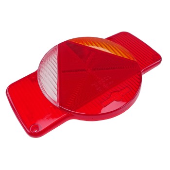 Vista dall'alto – obiettivo luminoso Humbaur con lente rossa e sezione arancione, superficie riflettente.