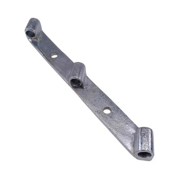 3 hole partition wall holder – left side view showing three mounting holes and a long flat silver design.