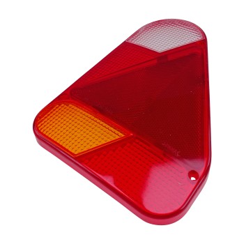 Replacement lens for AJBA tail light type FP70 – front view showing red triangular shape with orange section.