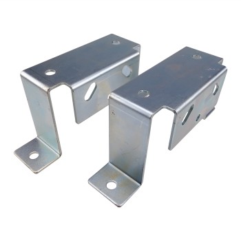 Brackets for clamp holder – front view showing two galvanized steel brackets with four mounting holes.