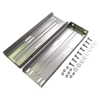 Supporto di montaggio 420mm – finitura galvanizzata in argento e grigio – quattro fori di montaggio allineati.